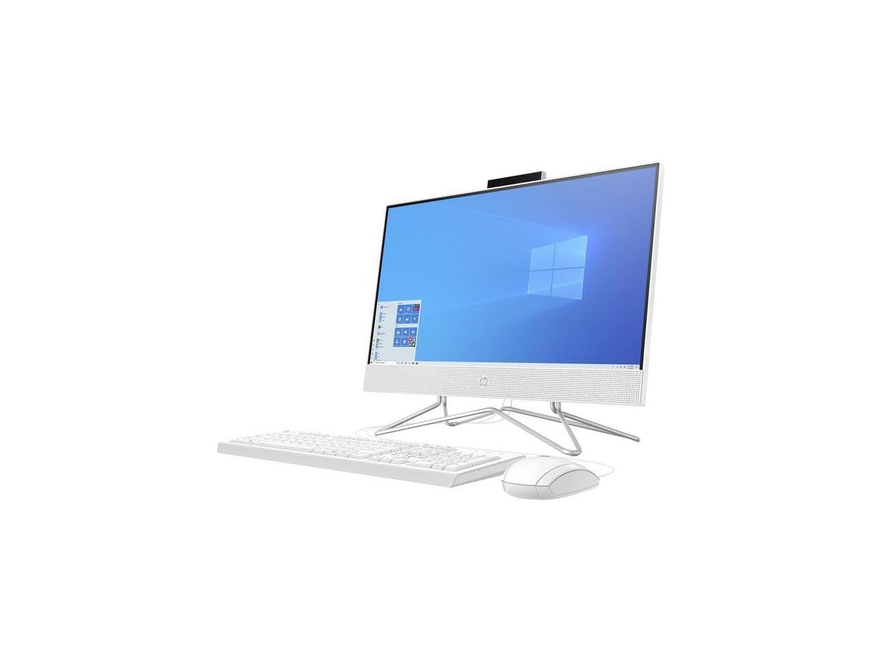 Refurbish HP 22" All-in-One Desktop, AMD Athlon Silver 3050U Processor, AMD Radeon Graphics, 4 GB RAM, 256 GB SSD, Windows 11 Home (22-dd0210, Snow white)