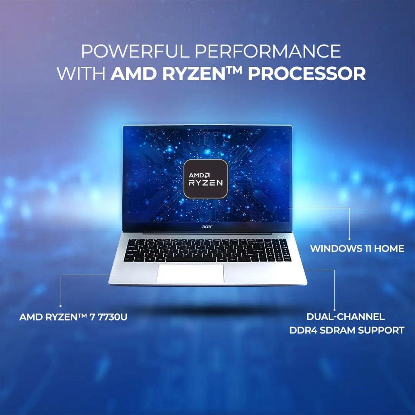 acer Aspire 3 Premium Business Laptop Computer with Backlit Keyboard - AMD Ryzen 7 7730U CPU - 8GB RAM - 256GB SSD - 15.6" FHD Display - Windows 11 Pro with Office 365 for The Web - w/o Mouse