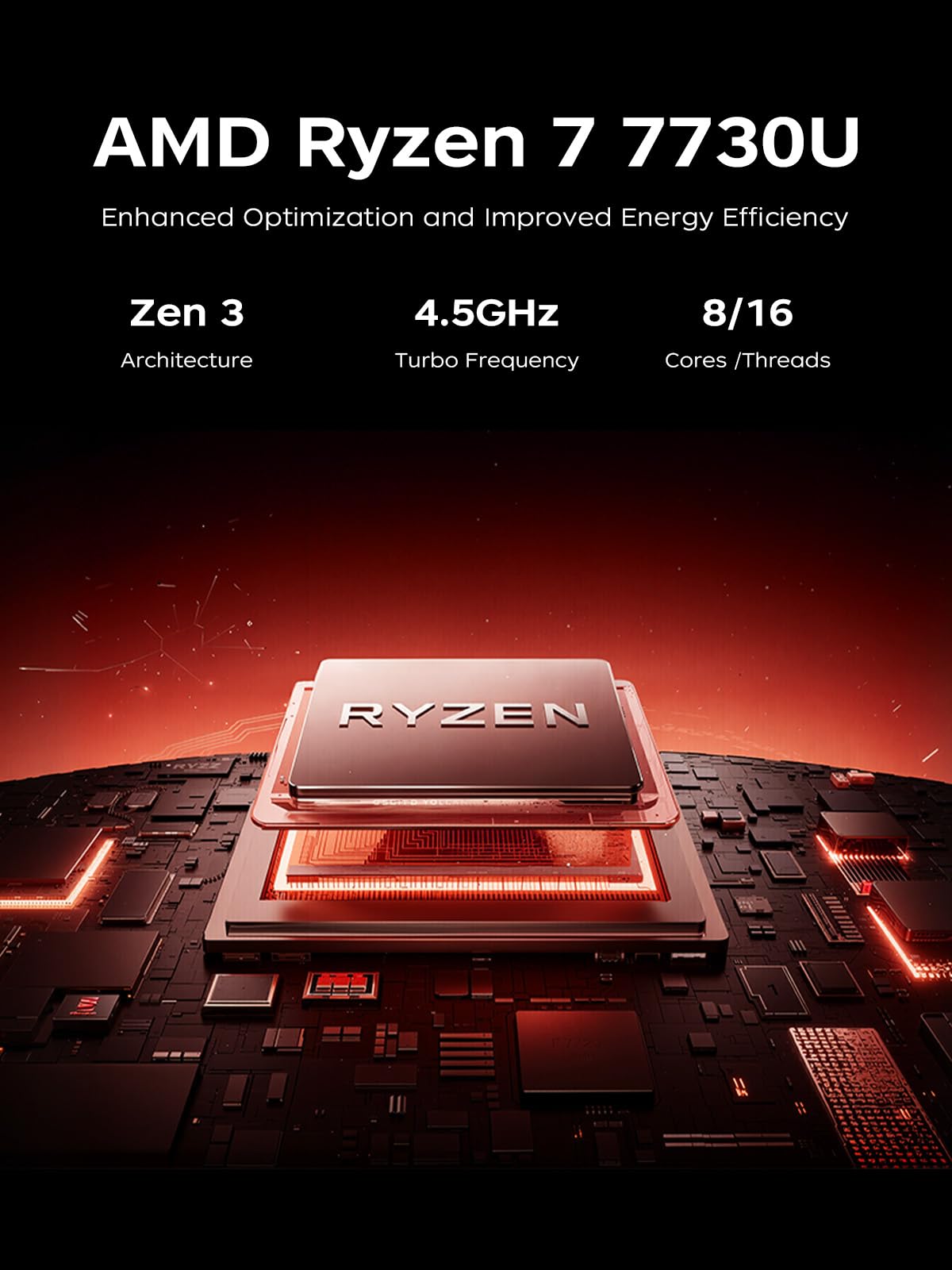 MALLRACE 2026 Gaming Laptop with AMD Ryzen 7 7730U 8-core Processor(Up to 4.5GHz,16GB DDR4 RAM 512GB SSD, AMD Radeon Graphics,WiFi 6,15.6 inch IPS Display,Webcam, AMD Laptop Computer