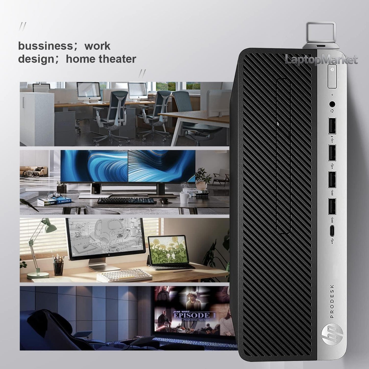 HP ProDesk 600 G3 SFF Desktop Computer with 21.5" FHD Monitor, Intel Quad Core i5-6500, 16GB DDR4, 256GB SSD, DisplayPort, Keyboard & Mouse, WiFi, BT, Windows 11 Pro , Black Used