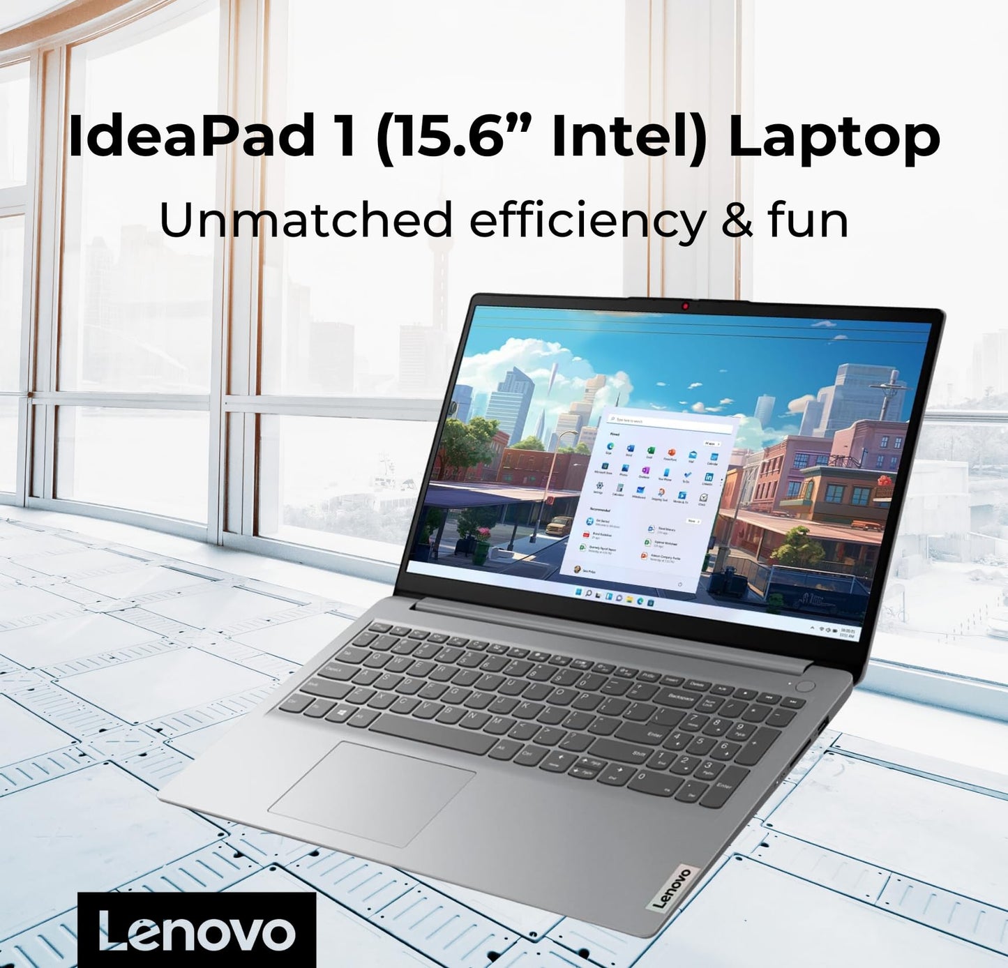 New Lenovo IdeaPad 1 Student Laptop, 15.6" FHD Display, Intel Dual Core Processor, 12GB RAM, 512GB SSD + 128GB eMMC, 1 Year Office 365, Wi-Fi 6, Webcam, Bluetooth, SD Card Reader, Windows 11 Home, Grey
