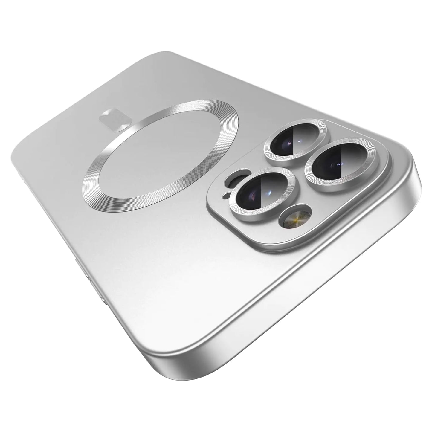 Magnetic Case for iPhone 16 Pro MagSafe with Camera Lens ProtectorFull Protection Slim Smooth Shockproof Anti-Scratch Soft Silicone Bumper Metallic Phone Case for iPhone 16 Pro Silver