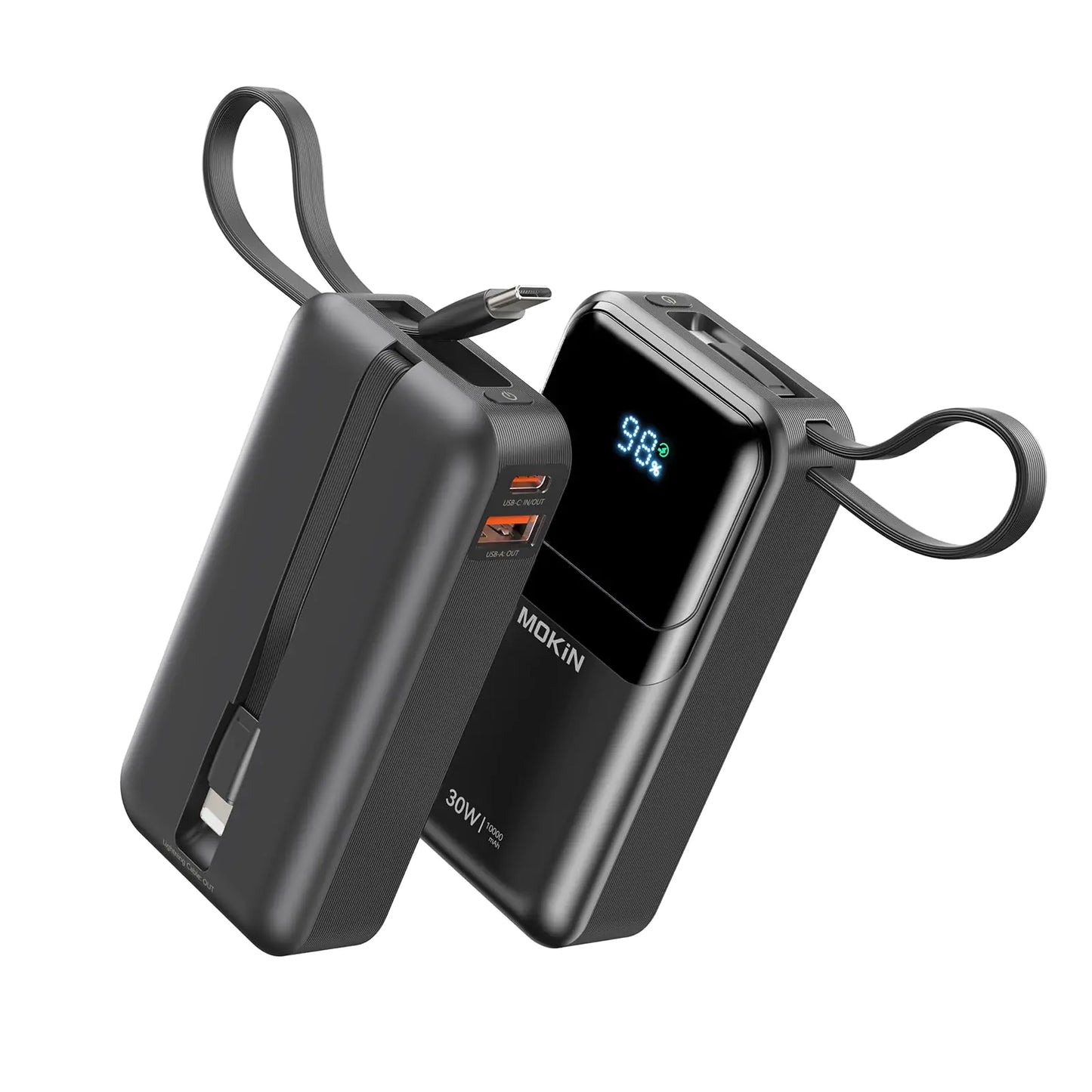 Portable Charger, 10000mAh Power Bank, 30W Fast Charging - Black