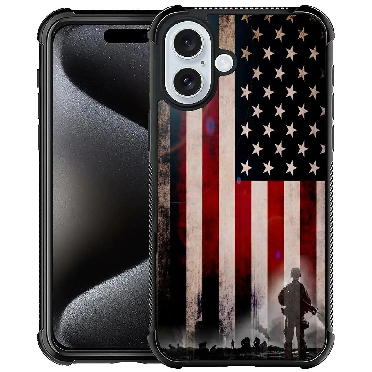 CARLOCA Compatible with iPhone 16 CaseUs Sunshine Soldiers Patriotic Cases for Girls BoysFashion Graphic Design Shockproof Anti-Scratch Drop Protection Case for iPhone 16 Case