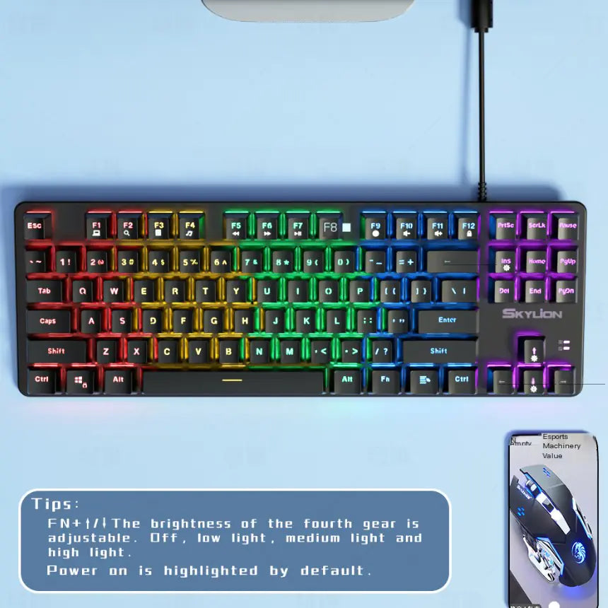 H87 Mechanical Wired Dual Color Keyboard for Gaming