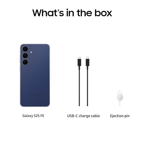 Samsung Galaxy S25 FE Cell Phone (2025), 256GB AI Smartphone, Unlocked Android, Large Display, 4900mAh Battery, High Res-Camera, AI Photo Edits, Durable, US 1 Yr Warranty, Navy