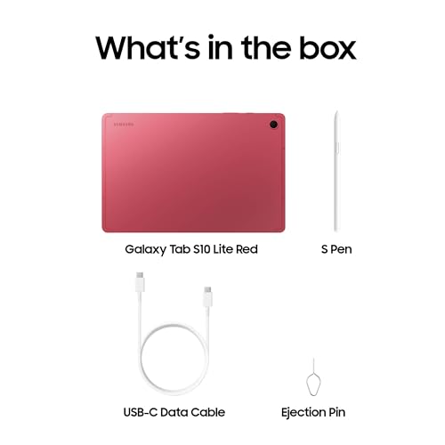Samsung Galaxy Tab S10 Lite, 8GB RAM, 256GB, 2TB Expand, Long Battery Life, 10.9” LCD, S Pen for Note-Taking, Exynos 1380, Circle to Search, AI Tools, Coral Red