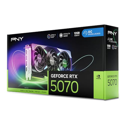 PNY NVIDIA GeForce RTX™ 5070 Epic-X™ ARGB OC Triple Fan, Graphics Card (12GB GDDR7, 192-bit, Boost Speed: 2685 MHz, SFF-Ready, PCIe® 5.0, HDMI®/DP 2.1, 2.4-Slot, Blackwell Architecture, DLSS 4)