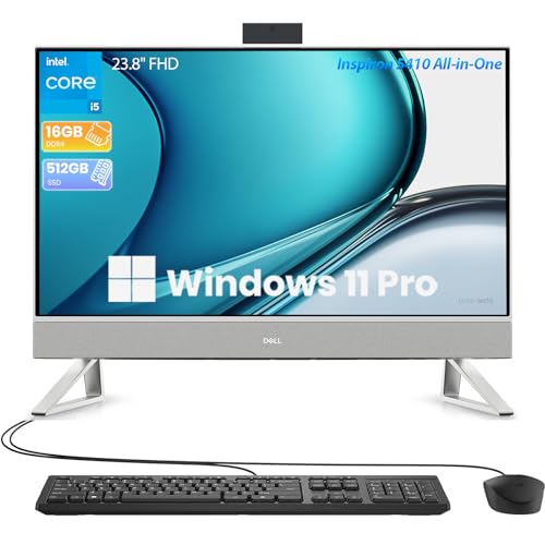 Dell Inspiron 5410 All-in-One Desktop, 23.8-inch FHD IPS, 12th Gen Intel Core i5-1235U, 16GB RAM, 512GB SSD, HDMI, RJ-45, Keyboard and Mouse, Wi-Fi, Windows 11 Pro(Renewed)