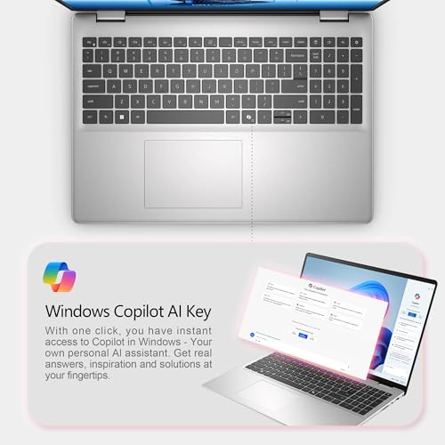 Dell 16" 2K Touchscreen Laptop – Intel Core 5 120U, 16GB RAM, 512GB SSD, 16:10 Display, Backlit Keyboard, Windows 11 Pro- Platinum Silver