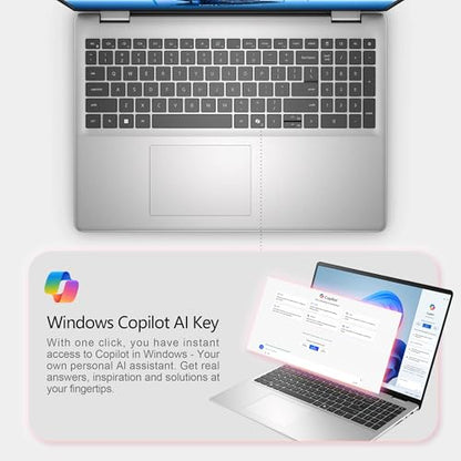 Dell 16" 2K Touchscreen Laptop – Intel Core 5 120U, 16GB RAM, 512GB SSD, 16:10 Display, Backlit Keyboard, Windows 11 Pro- Platinum Silver