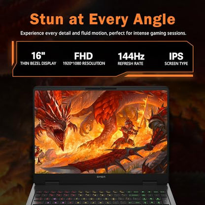 HP Omen 16" Gaming Laptop, AMD Ryzen 9 8940HX, GeForce RTX 5070 Graphics, 32GB DDR5, 2TB Storage(1TB SSD&1TB Docking Station Set), FHD 144Hz Display, Backlit Keyboard, Copilot, Win 11 Pro, Black