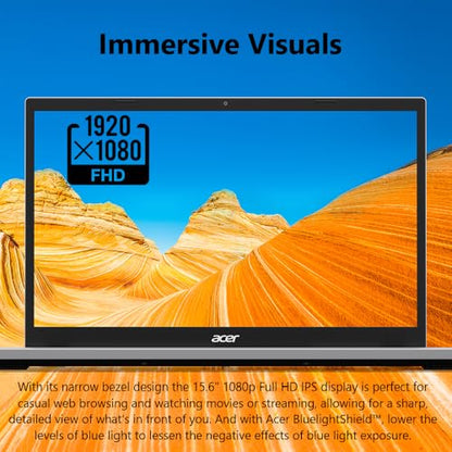 acer Aspire Go 15 AI Ready Laptop | 15.6" FHD (1920 x 1080) IPS Display | Intel Core 3 Processor N355 | Intel Graphics | 8GB DDR5 | 128GB UFS | Wi-Fi 6 | Windows 11 Home in S Mode | AG15-32P-39R2
