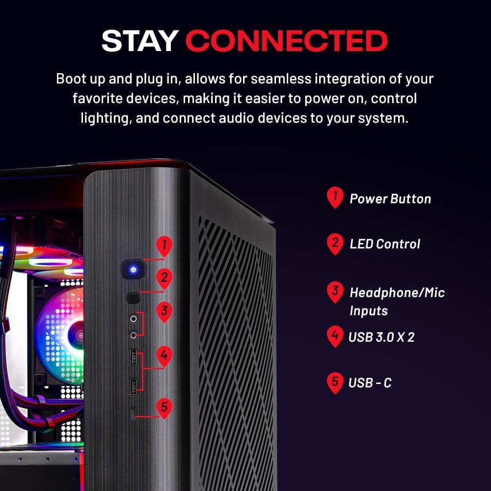 NEW Skytech King 95 Gaming PC Desktop, Ryzen 7 9800X3D 4.7 GHz (5.2 GHz Turbo Boost), NVIDIA RTX 5070 12GB GDDR7, 1TB Gen4 SSD, 32GB DDR5 RAM 6000 RGB, 850W Gold PSU, 360mm ARGB AIO, Wi-Fi, Win 11 Home