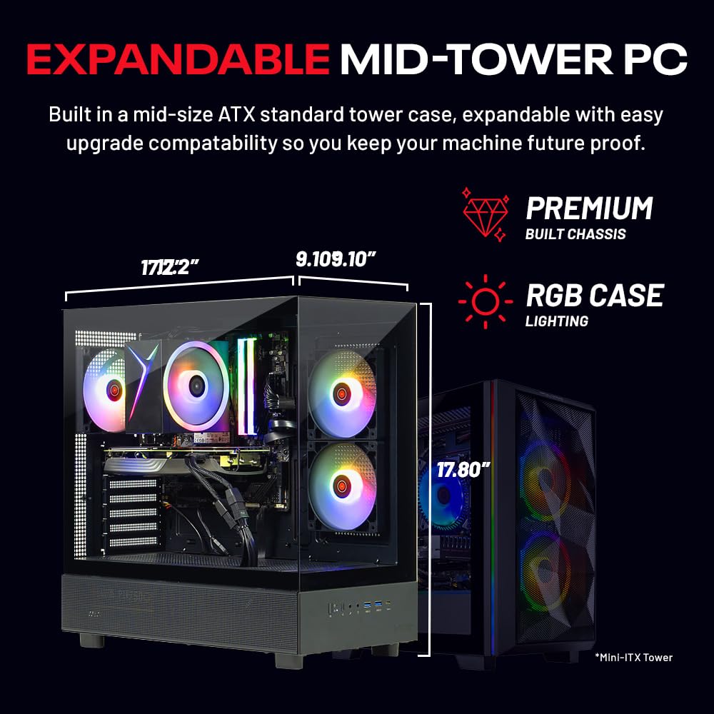 NEW Skytech Gaming Azure 3 Gaming PC, AMD Ryzen 7 5700 3.7GHz, NVIDIA RTX 5060, 1TB NVMe SSD, 32GB DDR4 RAM 3200, 650W Gold PSU, Wi-Fi, Win 11, Desktop