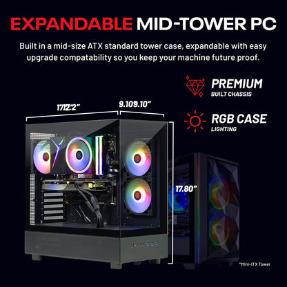 NEW Skytech Gaming Azure 3 Gaming PC, AMD Ryzen 7 5700 3.7GHz, NVIDIA RTX 5060, 1TB NVMe SSD, 32GB DDR4 RAM 3200, 650W Gold PSU, Wi-Fi, Win 11, Desktop