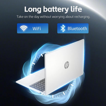 HP New 15.6 inch Laptop Computer, 2026 Edition, Intel High-Performance 4 cores N100 CPU, 128GB SSD, Windows 11 Pro with Office 365 for The Web