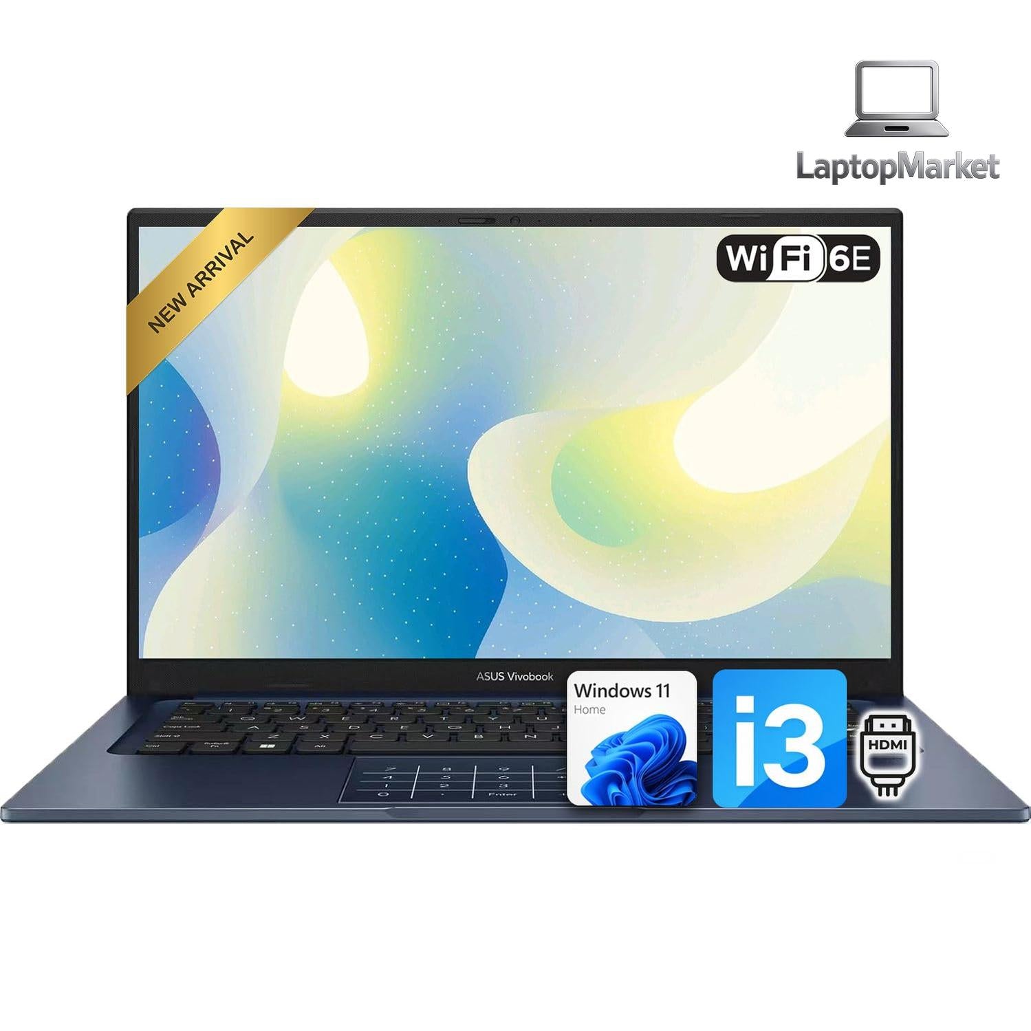 Customized ASUS Vivobook 14 FHD Laptop | Intel 13th Core i3, Up to 4.5GHz | 8/12/16/24/40GB DDR4 RAM | 256GB/512GB/1TB/2TB/4TB PCIe SSD | Win 11 | Wi-Fi 6E | HDMI | NumberPad | Thin & Light