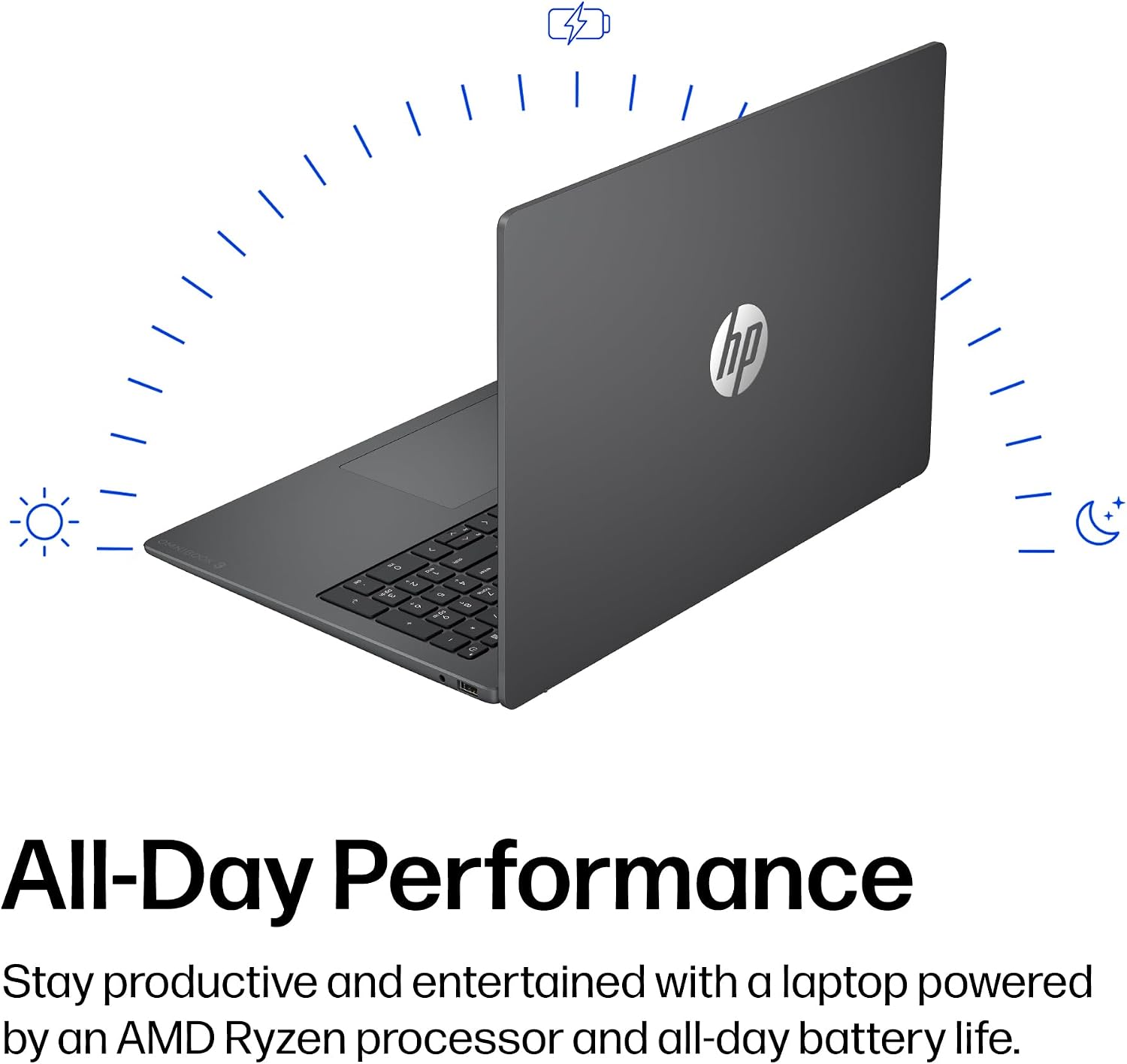HP OmniBook 3 16 inch Laptop PC, 2K Touchscreen, AMD Ryzen 3 30, 8 GB RAM, 256 GB SSD, AMD Radeon 610M GPU, Windows 11 Home, Mica Silver, 16-by0199nr