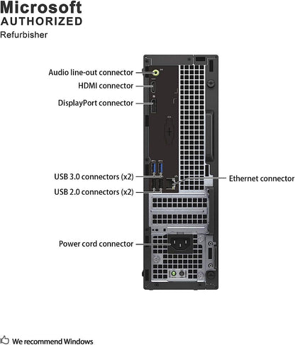 USED Dell Optiplex 3050 SFF Desktop Computer PC, Intel Quad Core i5-6500 up to 3.6GHz, 16GB DDR4, 256GB SSD, WiFi, 4K Support, DP, HDMI, Windows 11 Pro 64 Bit