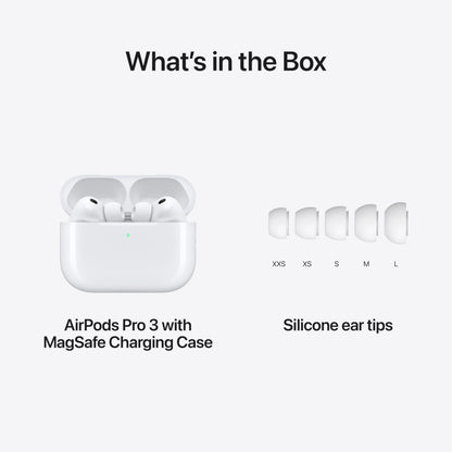 Apple AirPods Pro 3 Wireless Earbuds, Active Noise Cancellation, Live Translation, Heart Rate Sensing,Hearing Aid Feature,Bluetooth Headphones,Spatial Audio, High-Fidelity Sound, USB-C Charging, White