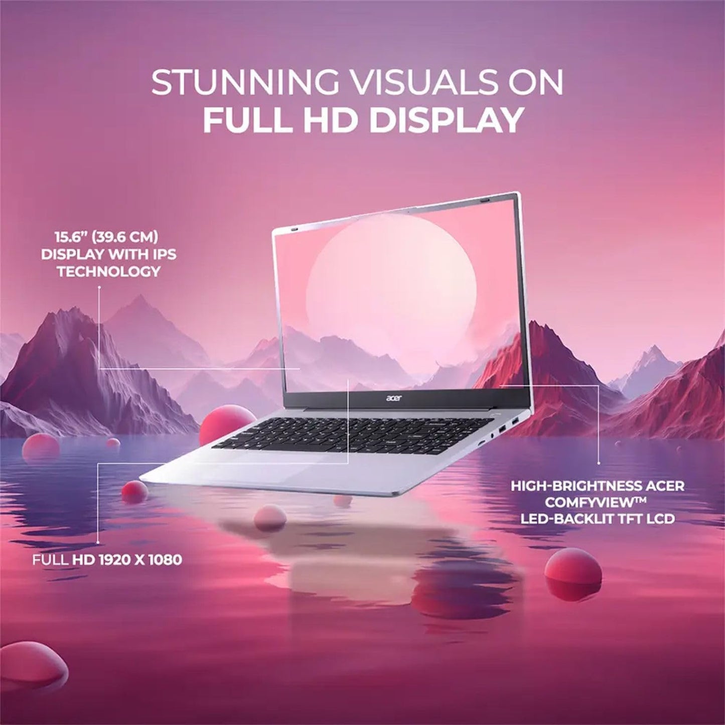 acer Aspire 3 Premium Business Laptop Computer with Backlit Keyboard - AMD Ryzen 7 7730U CPU - 8GB RAM - 256GB SSD - 15.6" FHD Display - Windows 11 Pro with Office 365 for The Web - w/o Mouse