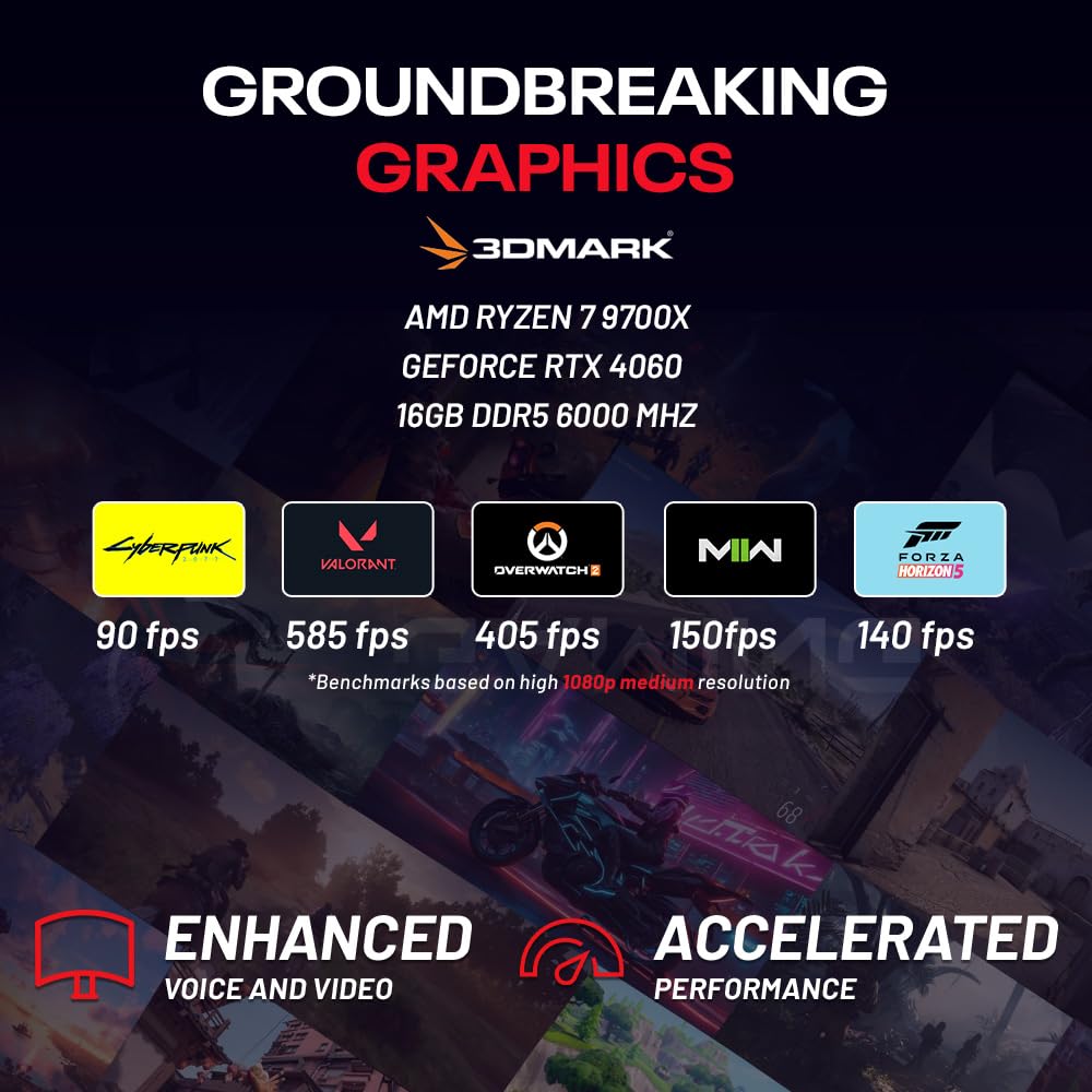 NEW Skytech Gaming Azure 3 Desktop PC, Ryzen 7 9700X 3.8 GHz (5.5GHz), NVIDIA RTX 4060 8GB, 1TB NVMe SSD, 16GB DDR5 RAM 6000, 650W Gold PSU, 360mm ARGB AIO, Wi-Fi, Win 11