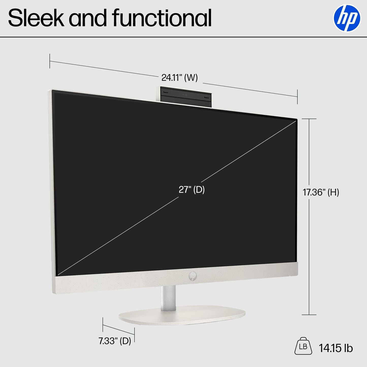 HP 27" FHD Touchscreen All-in-One Desktop Computer, 16GB DDR5 RAM, 1TB SSD, AMD Ryzen 5 7520U Processor, WiFi6, Wireless Keyboard & Mouse, Windows 11