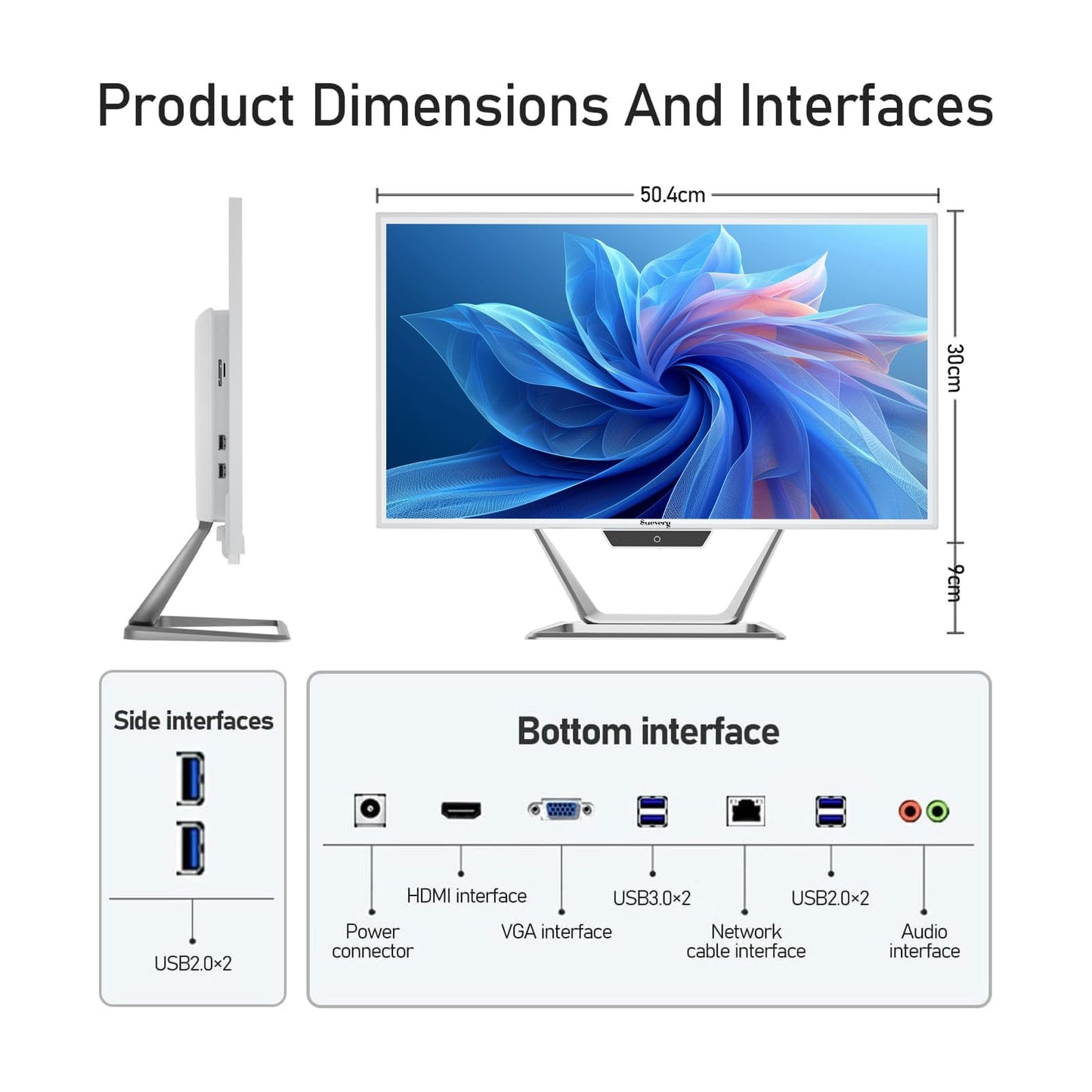 suevery All-in-One PC 21.5 AIO Desktop Computer Core I5, 512G SSD, DDR4 16G RAM, HD Webcam, Wi-Fi6, 1080P Gaming All in One 22" FHD Business Display for Home Office with Keyboard & Mouse