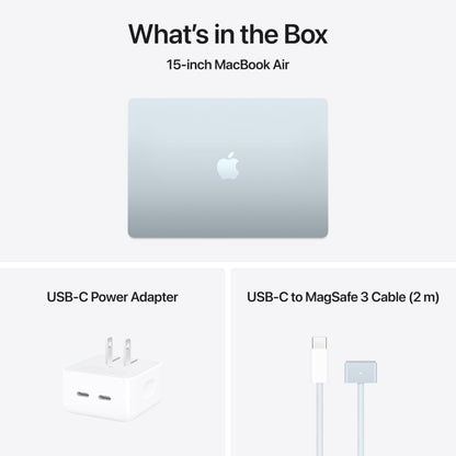 Apple 2025 MacBook Air 15-inch Laptop with M4 chip: Built for Apple Intelligence, 15.3-inch Liquid Retina Display, 16GB Unified Memory, 512GB SSD Storage, Touch ID; Sky Blue with AppleCare+ (3 Years)