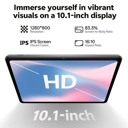 SHARECLOUD Android 16 Tablet 10.1 inch Tablet with Octa-Core Processor, 20GB RAM 128GB ROM 1 TB Expandable, 1280x800 HD IPS Touch Screen, GPS, 8H Battery, WiFi 6, BT 5.2, Dual Camera (Gray)