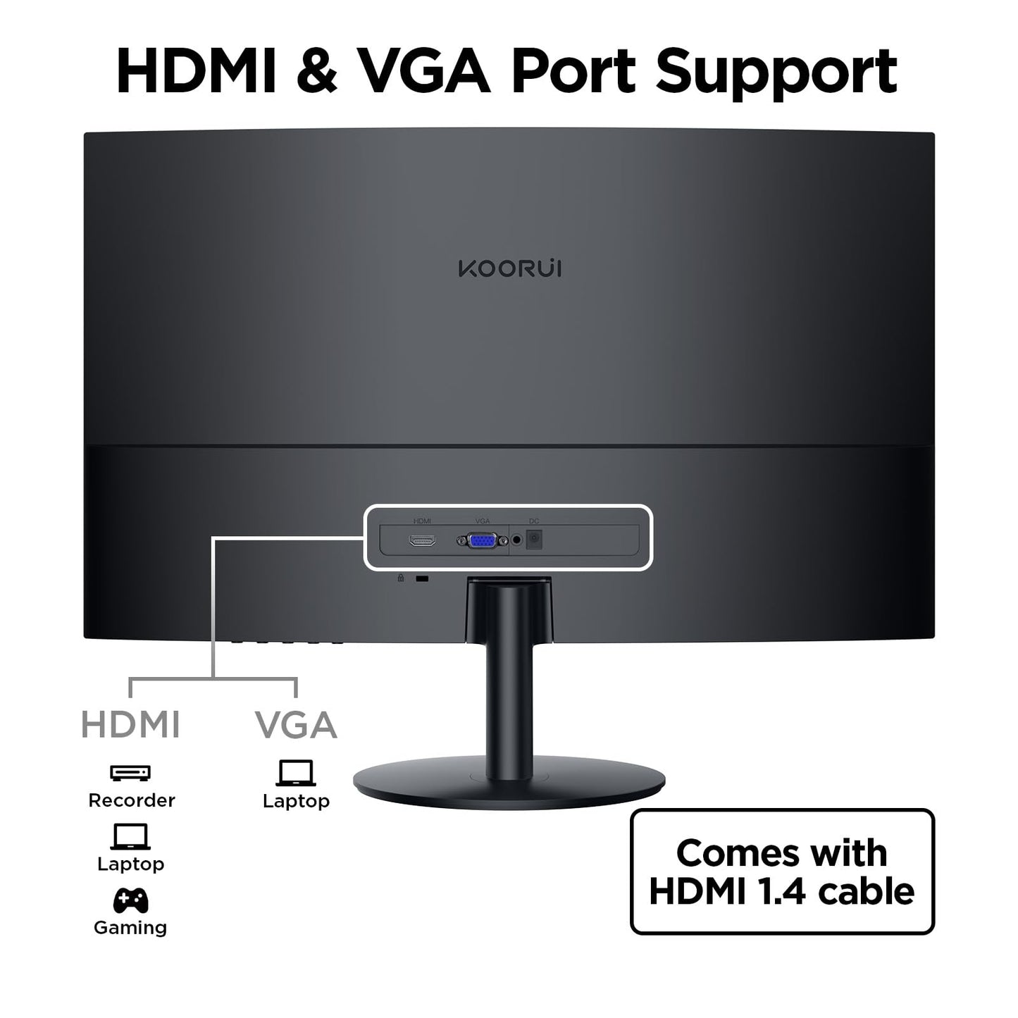 KOORUI 27 Inch Curved Monitor FHD 1080P 75Hz Computer Monitors, 1500R PC Screen with HDMI VGA, TÜV Rheinland Certified, Tilt Adjustable,1500R, Eye Care, Black, 27N5CA