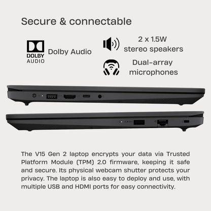 Lenovo 2026 New V15 Laptop for Student & Business | Intel Pentium 4-Core Processor | 15.6 FHD Screen (1920 x 1080) | 12GB RAM | 256GB SSD | Ethernet RJ-45 | Windows 11 with Office 365 for The Web