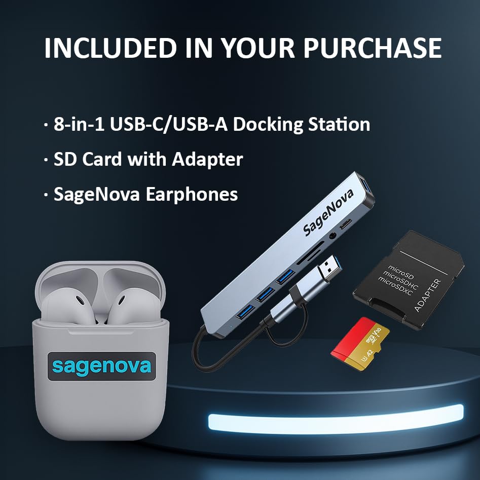 HP Laptop, 15.6" FHD IPS Laptop Computer, Intel Core i3-N305, 16GB RAM 1TB Storage (512GB SSD+512GB Docking Station Set), Copilot AI, Fingerprint Reader, Windows 11, SageNova Earphones, Silver