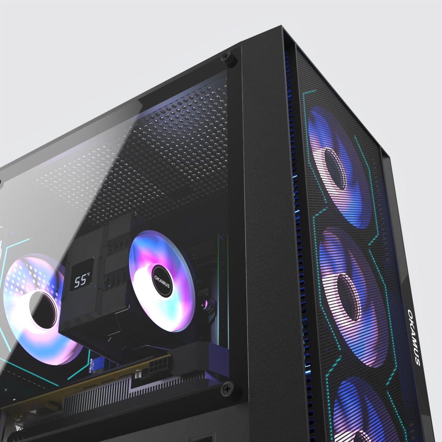 OKAMUS Gaming PC, i7 CPU, GTX 1660 Super 6GB Graphics, 512 GB M.2, 16 GB RAM Pre-Built Computer, RGB Fans x 4, Win 11 Home，WiFi 6 + 5.2/5.3, 550W PSU (i7+GTX 1660S+512GB+16GB)