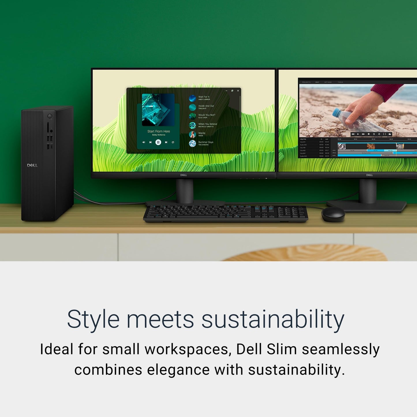 Dell Slim Desktop ECS1250 - Intel Core Ultra 5-225 Processor, Intel UHD Graphics, 16GB Memory, 512GB M.2 SSD, 3.0 SD Card Reader, Dell Wired Keyboard and Mouse, Windows 11 Home, Onsite+Migrate Service