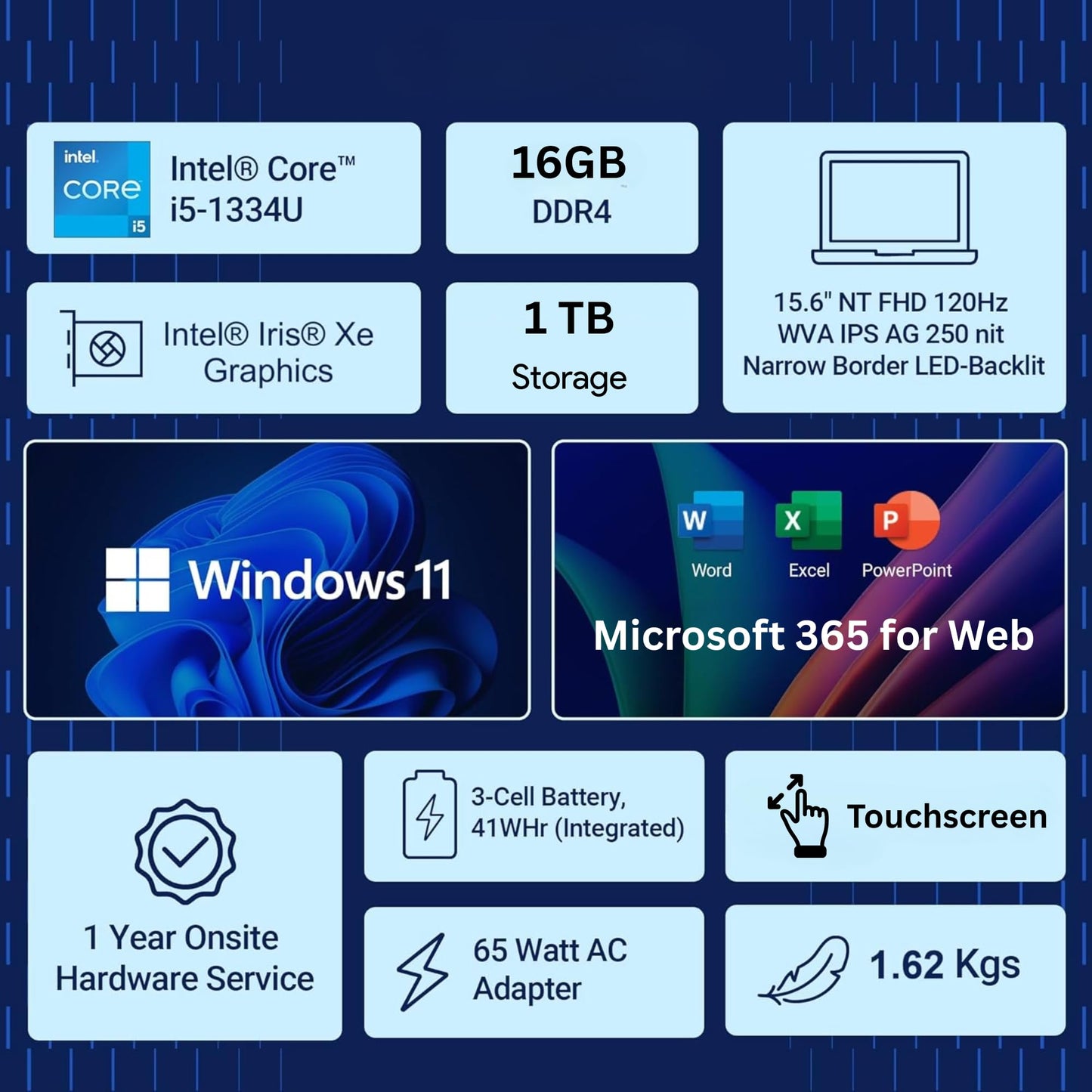 Dell Inspiron 15.6" 2K Touchscreen Business Laptop, 13th Gen Intel Core i5 (Beat i7-1250U), 16GB RAM, 512GB External and 256GB SSD Storage, Win 11, Office 365 for Web, USB-C, no Mouse