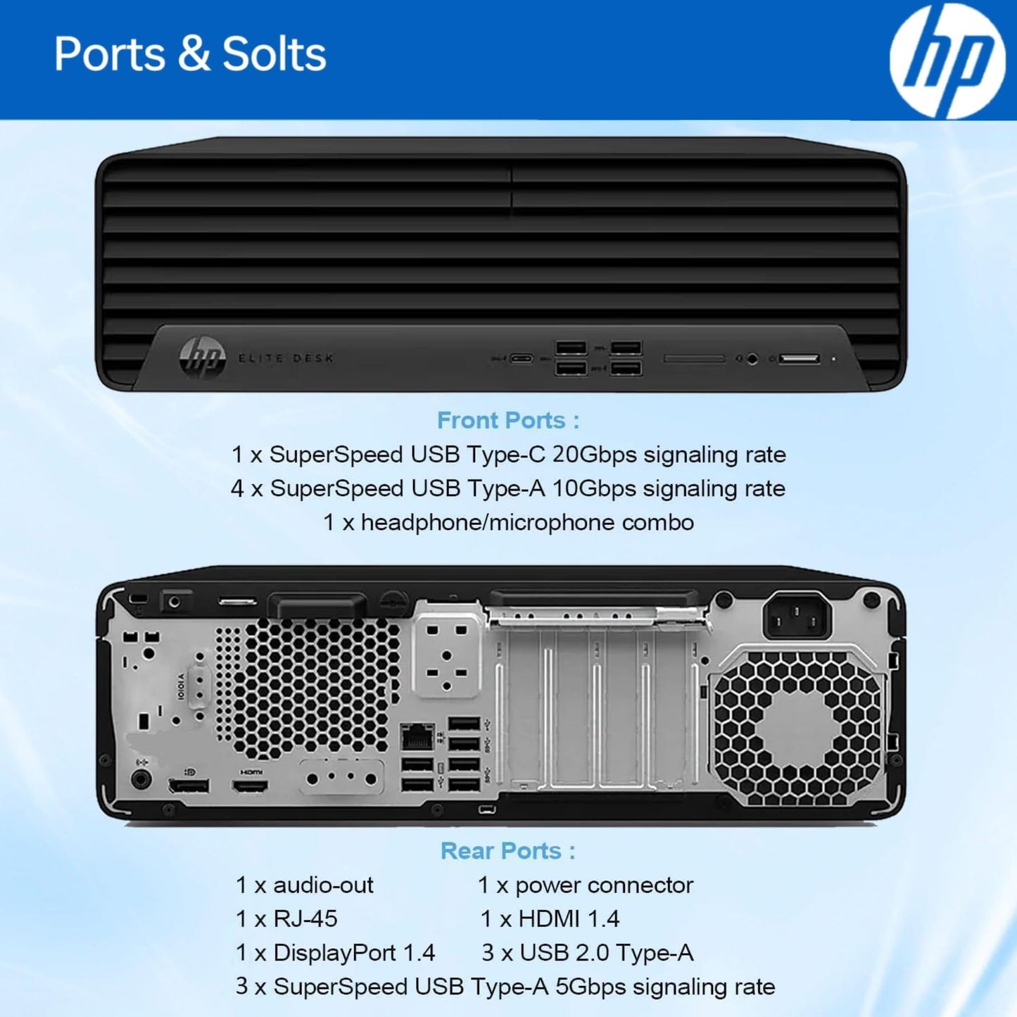 HP Elite 805 G9 SFF Business Desktop Computer, AMD Ryzen 5 8500G, 8GB DDR5, 512GB PCIe, Radeon 740M Graphics, Dual 4K Display Support, USB-C, HDMI, RJ-45, Wi-Fi, Wired KB & Mouse, Win11