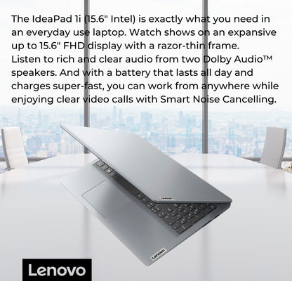 New Lenovo IdeaPad 1 Student Laptop, 15.6" FHD Display, Intel Dual Core Processor, 12GB RAM, 512GB SSD + 128GB eMMC, 1 Year Office 365, Wi-Fi 6, Webcam, Bluetooth, SD Card Reader, Windows 11 Home, Grey