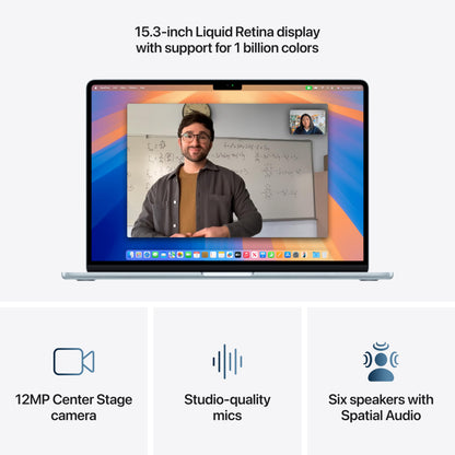 Apple 2025 MacBook Air 15-inch Laptop with M4 chip: Built for Apple Intelligence, 15.3-inch Liquid Retina Display, 16GB Unified Memory, 512GB SSD Storage, Touch ID; Sky Blue with AppleCare+ (3 Years)