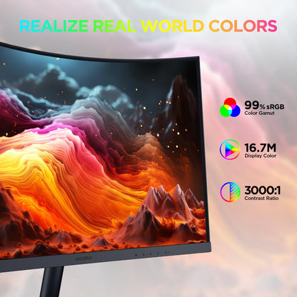 KOORUI 27 Inch Curved Monitor FHD 1080P 75Hz Computer Monitors, 1500R PC Screen with HDMI VGA, TÜV Rheinland Certified, Tilt Adjustable,1500R, Eye Care, Black, 27N5CA