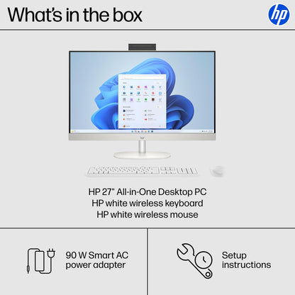 HP 27" FHD Touchscreen All-in-One Desktop Computer, 16GB DDR5 RAM, 1TB SSD, AMD Ryzen 5 7520U Processor, WiFi6, Wireless Keyboard & Mouse, Windows 11