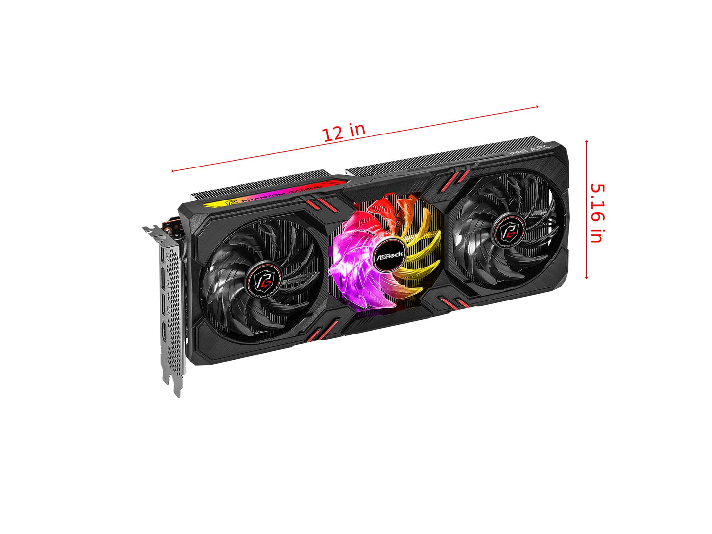 ASRock Intel Arc A770 Graphics Phantom Gaming 16G OC 2200 MHz 17.5 Gbps 256-bit GDDR6 7680x4320 DisplayPort HDMI 0dB Silent Cooling Video Card