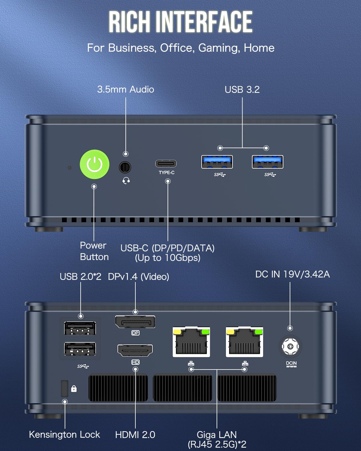 GMKtec M5 Plus Gaming Mini PC Ryzen 7 5825U (Upgraded 7430U), 32GB RAM 1TB SSD Dual NIC LAN 2.5GbE Desktop Computers Office Home, Triple 4K Display, WiFi 6E, USB3.2, USB-C, BT 5.2, DP, HDMI