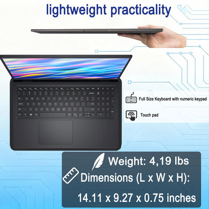 Dell 15.6" FHD Touchscreen Laptop • Intel Core i5-1334U • 8GB RAM • 256GB PCIe SSD • SD Card Reader • Long Battery Life • Wi-Fi 6 • Windows 11 • for Study & Work • WOWPC Recovery USB