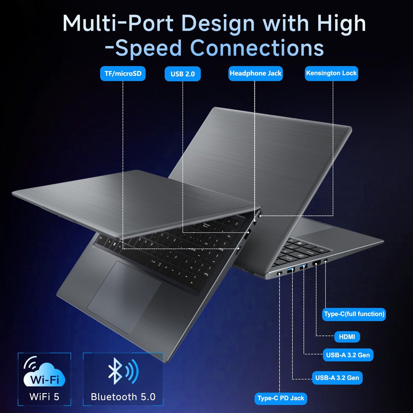 MAXVELTH 15.6 Inch Laptop 16GB RAM 512GB SSD, Gold Pentium Processor (Up to 3.4GHz), Expandable to 1TB, IPS FHD Display, 38WH, USB3.2, Type-C, HDMI, WiFi 5, Win11 Laptop, Notebook Laptops