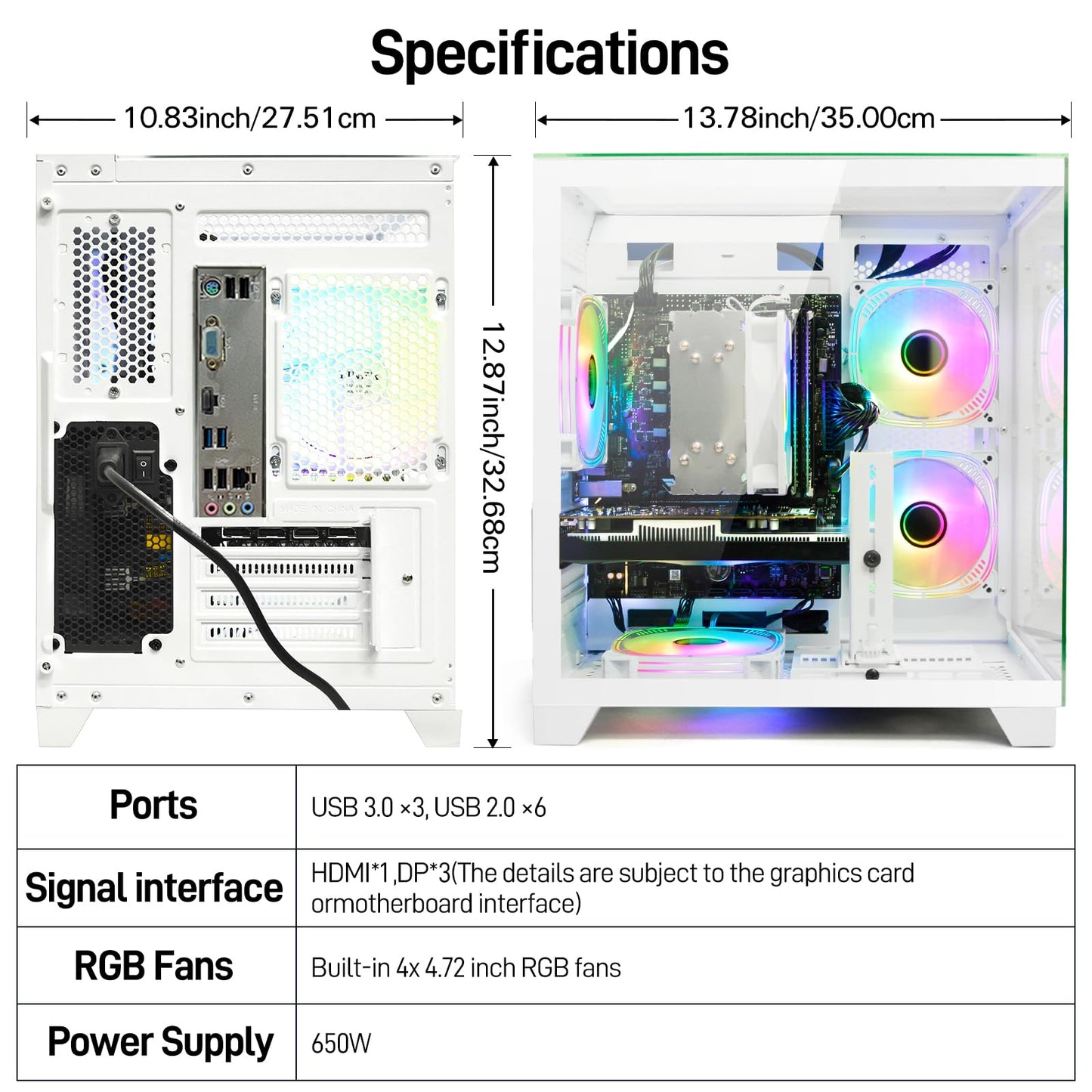 LXZ Gaming PC Desktop Computer, Core i5-14400F, GeForce RTX 5060 8GB, 32GB DDR5 RAM, 1TB SSD, WiFi 6, 650W PSU, Black Tower Prebuilt PC