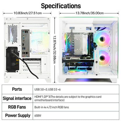 LXZ Gaming PC Desktop Computer, Core i5-14400F, GeForce RTX 5060 8GB, 32GB DDR5 RAM, 1TB SSD, WiFi 6, 650W PSU, Black Tower Prebuilt PC