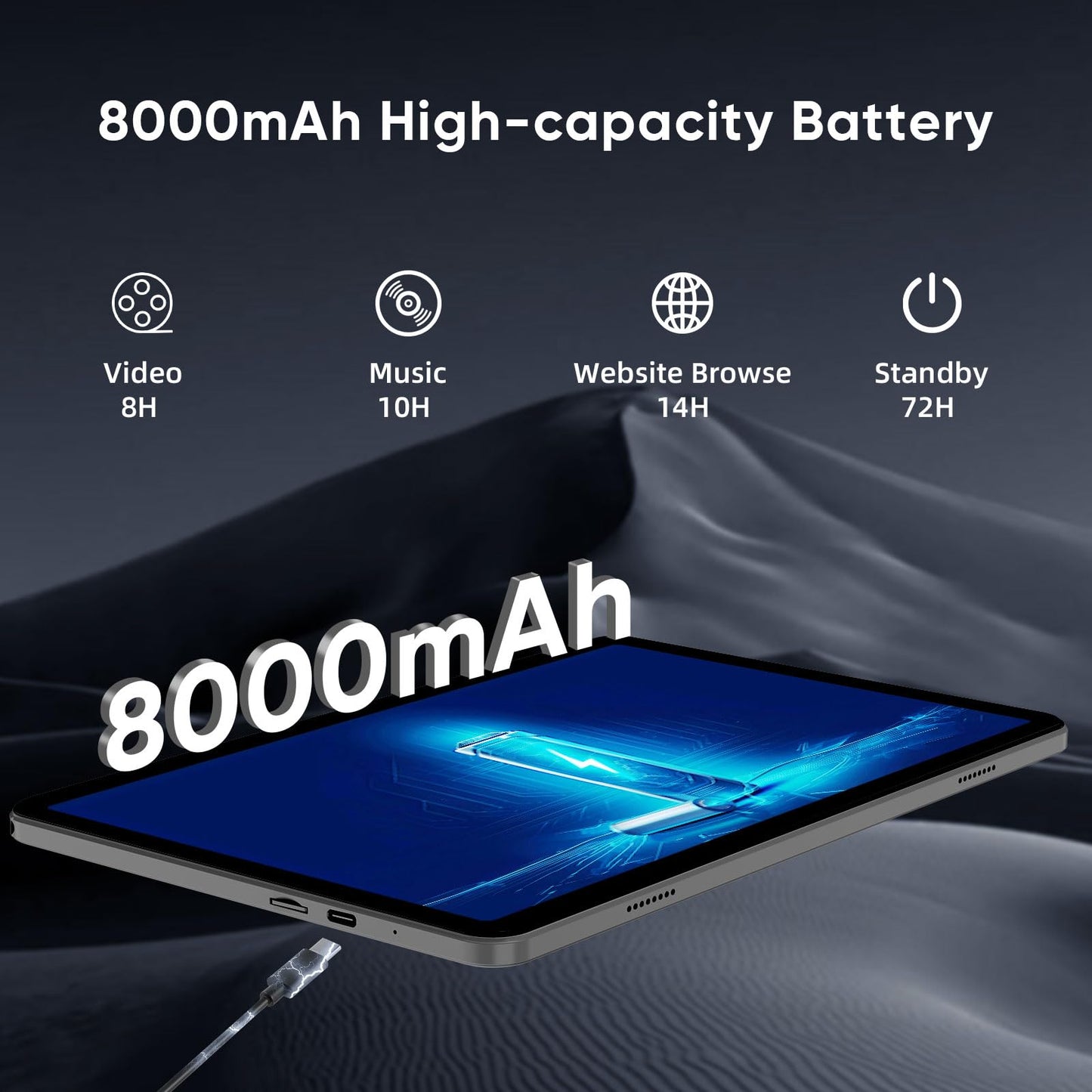 WXUNJA Android 16 Tablet,11 Inch Tablets with Octa Core Processor, 28GB RAM 128GB ROM 1TB Expand, Widevine L1, 8000mAh Battery, 2.4/5Ghz Dual WiFi/GPS/FM, 5/8MP Cameras, Case Included, Black