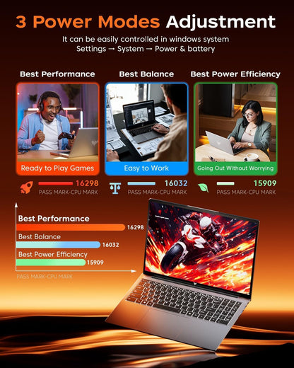 MALLRACE 2026 AMD Gaming Laptop, 16 inch Laptop Computer with AMD Ryzen 7 7730U Series(8C/16T, Up to 4.5GHz), 16GB RAM 512GB NVMe SSD Laptop, AMD Radeon Graphics, WiFi-6, Backlit KB, HDMI